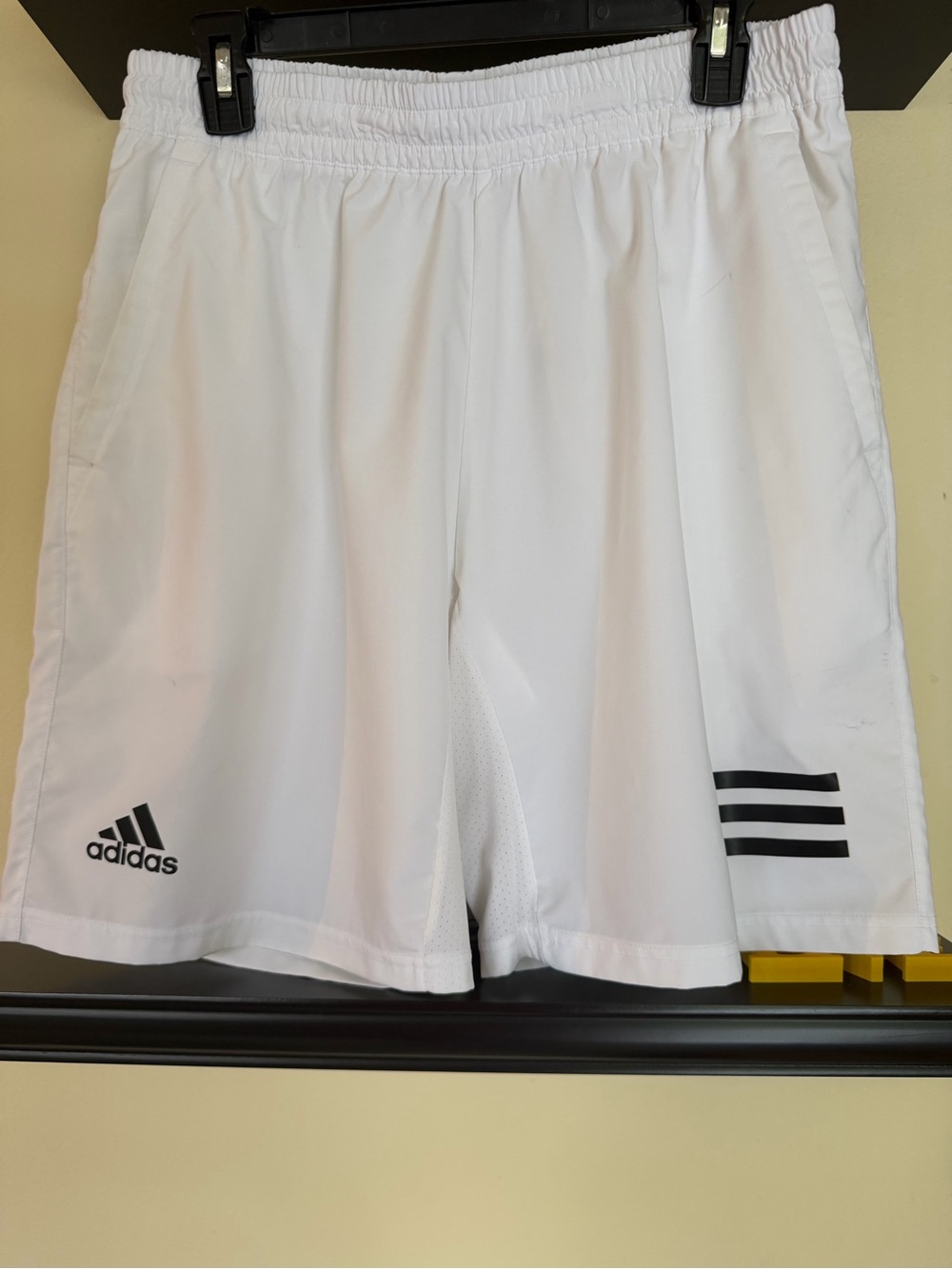 adidas Men’s White Athletic Shorts with Black Stripes